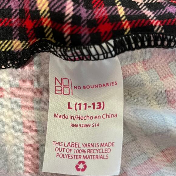 No Boundaries Multi Plaid High Rise Flared T-Shirt Legging Pants Junior Large - Picture 4 of 12